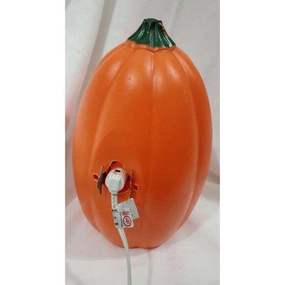 Halloween JACK-O-LANTERN BLOW MOLD 9"h w/ light cord orange plastic pumpkin head - Picture 7 of 11